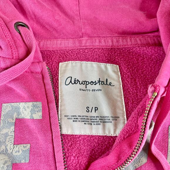 Aeropostale Y2K Pink Zip Up Jacket Hoodie Small - Picture 4 of 7